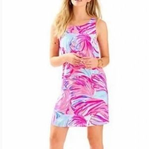 Lilly Pulitzer Jackie Shift Dress Magenta Oh My Guava 100% Silk